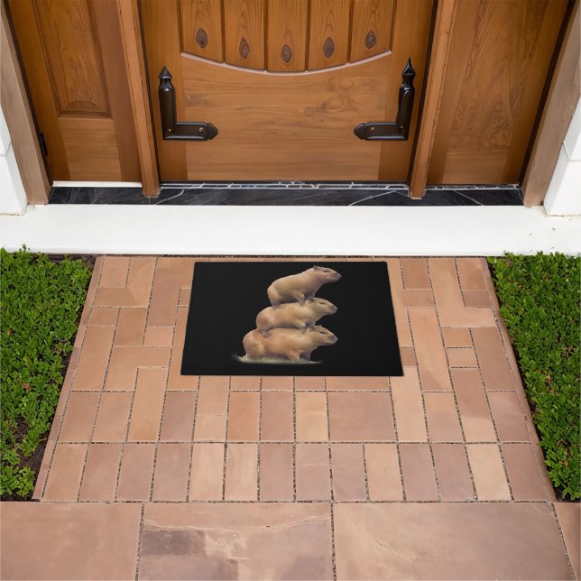 Three Capybaras Funny Capybara Humour Stack Animal Doormat (Outdoor)