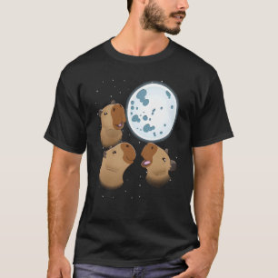 Three Capybaras Moon 3 Capybara Howling At The Moo T-Shirt