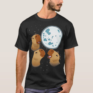 Three Capybaras Moon 3 Capybara Howling At The Moo T-Shirt
