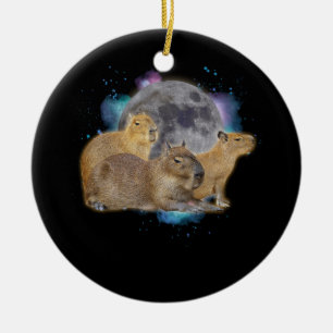 Three Capybaras Moon Funny Capybara Meme Mystical  Ceramic Tree Decoration