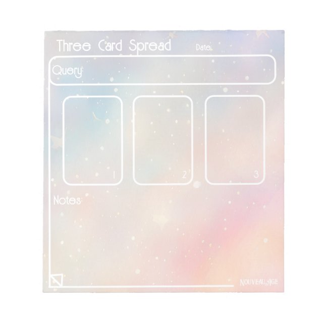 Three Card Tarot Spread (medium, pastel) Notepad (Front)