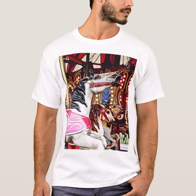 Three Carousel Horses Closeup T-Shirt (Front)