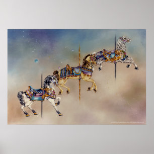 Three Carousel Horses Posters, Fine Art Poster