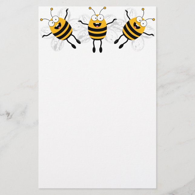 Three Cartoon Bee Stationery (Front)