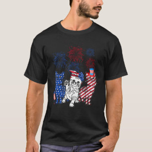 Three Cat 4th Of July American Flag Patriotic Cat T-Shirt