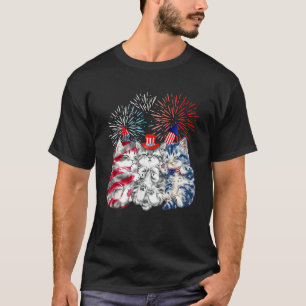 Three Cat 4th Of July American Flag Patriotic Cat T-Shirt