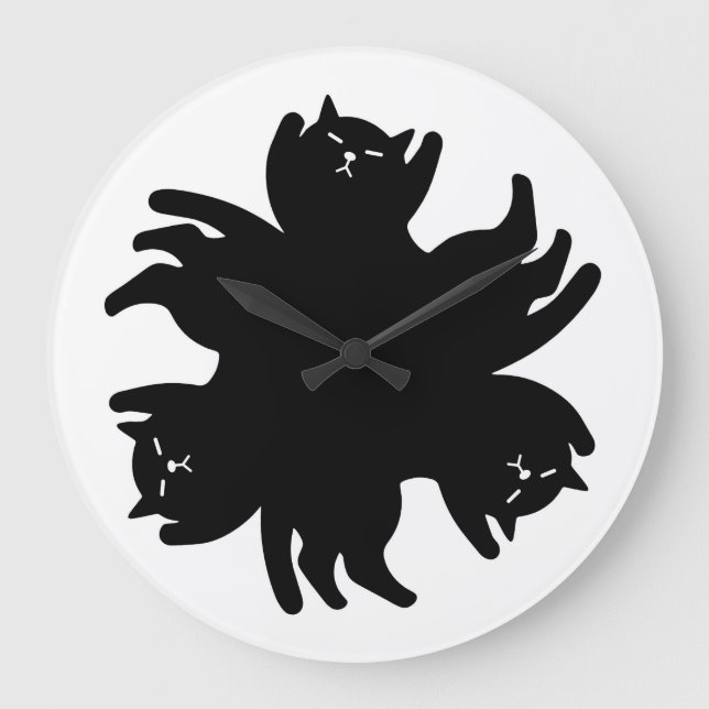 Three Cat. Chic. Cute. Cool Large Clock (Front)
