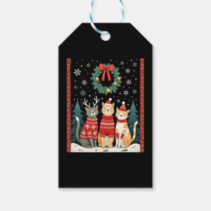 Three Cat Funny Christmas Cat Ugly Xmas Sweater Me Gift Tags