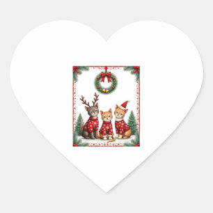 Three Cat Funny Christmas Cat Ugly Xmas Sweater Me Heart Sticker
