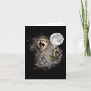 Three Cat Meow Moon Funny Weird Cursed Meme  Card