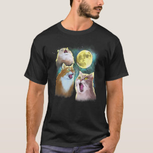 Three Cat Moon 3 Wolfs Funny Parody T-Shirt