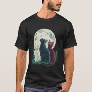 Three Cat Moon Funny Lazy Animals Howling Parody M T-Shirt