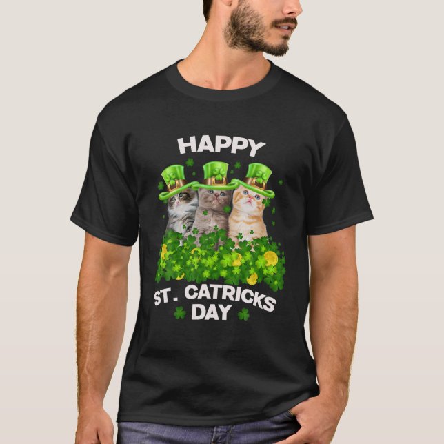 Three Cat St Patricks Day Happy St Patricks Day Ca T-Shirt (Front)