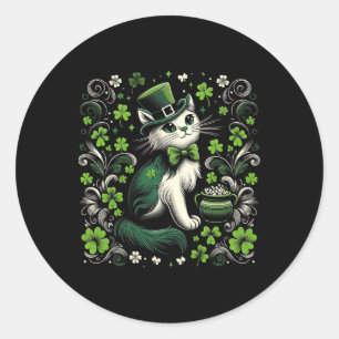 Three Cat St Patricks Day Kitty Kitten Lover Irish Classic Round Sticker