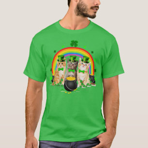 Three Cat St Patricks Day Kitty Kitten Lover Irish T-Shirt