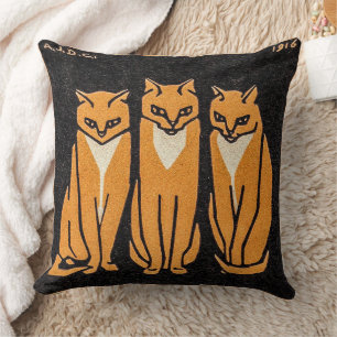 Three Cats by Julie de Graag Cushion