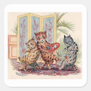 Three Cats by Louis Wain Square Sticker