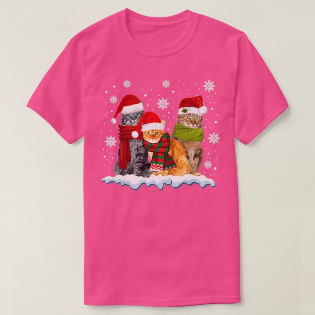 Three Cats Christmas for Cat Kitten Lover Xmas Sno T-Shirt (Design Front)