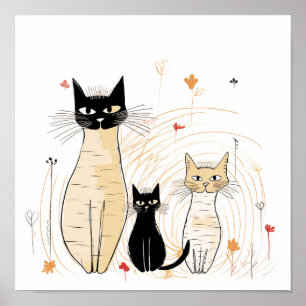 Three Cats Family Poster