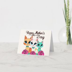 Three Cats "Happy Mothers Day" Card
