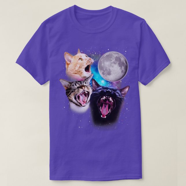 Three Cats Howl at the Moon T-Shirt (Design Front)