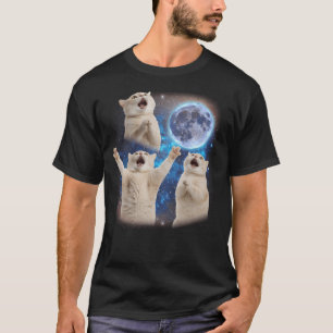 Three Cats Howling At The Moon Weird Meme Cat T-Shirt