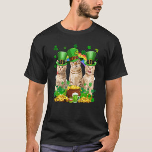 Three Cats Leprechaun Shamrock C Saint Patrick's D T-Shirt