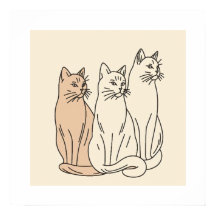 Three Cats Minimalist Line Art