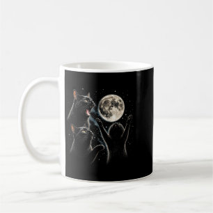Three Cats Moon Funny Black Cat Full Moon Night Coffee Mug