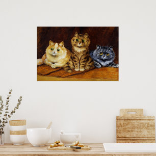Three Cats on a Persian Rug by Louis Wain Poster