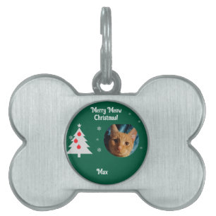 Three Cats Photos, Personalized Christmas  Pet ID Tag