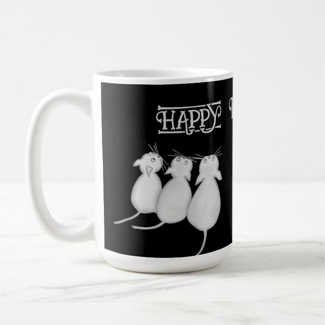 Three Cats, Pumpkin, and Spider Halloween Coffee Mug (Left)