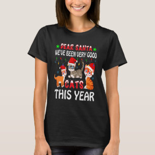 Three Cats Santa Hat Xmas Funny Christmas For Cat  T-Shirt