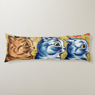 Three cats singing by Louis Wain Body Cushion
