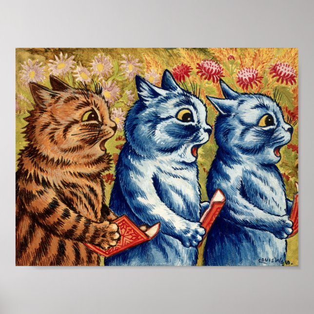 Three Cats Singing by Louis Wain Poster (Front)