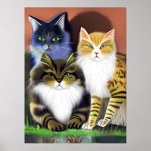 Three Cats with an Attitude Poster