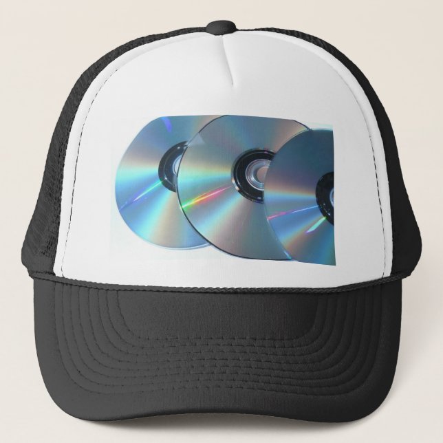 Three Cds On A Paper Trucker Hat (Front)