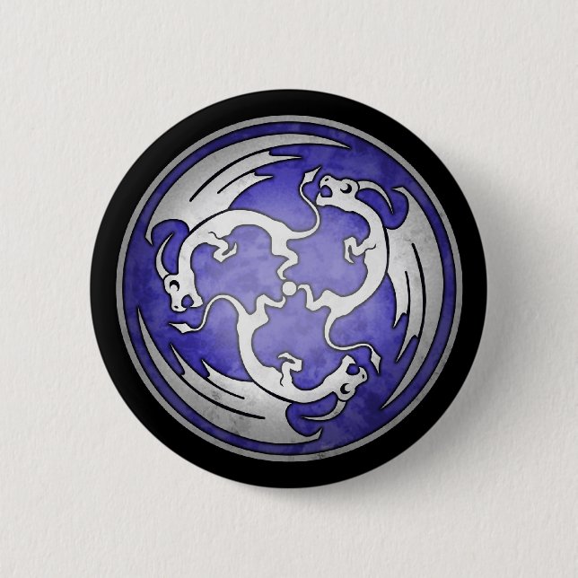 Three Celtic Dragons Button - Purple (Front)