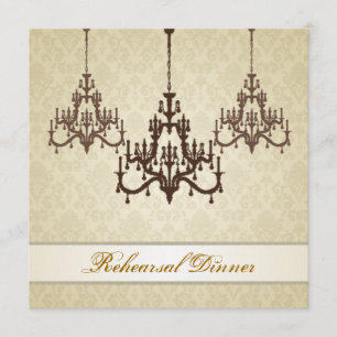 Three Chandeliers Rehearsal Dinner Invitation