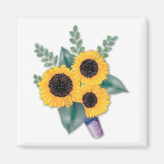 Three Cheerful Sunflowers Magnet