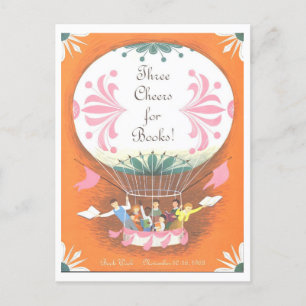 "Three Cheers for Books" Vintage Library Poster  Postcard