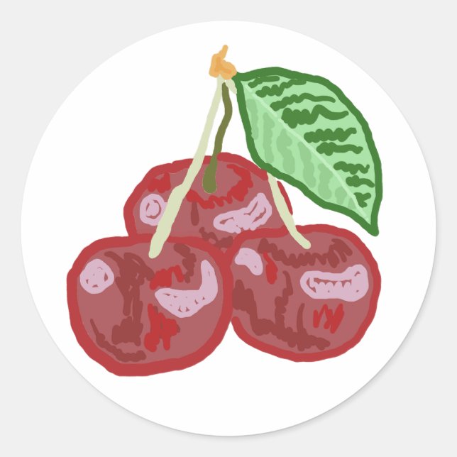 Three Cherries Classic Round Sticker (Front)