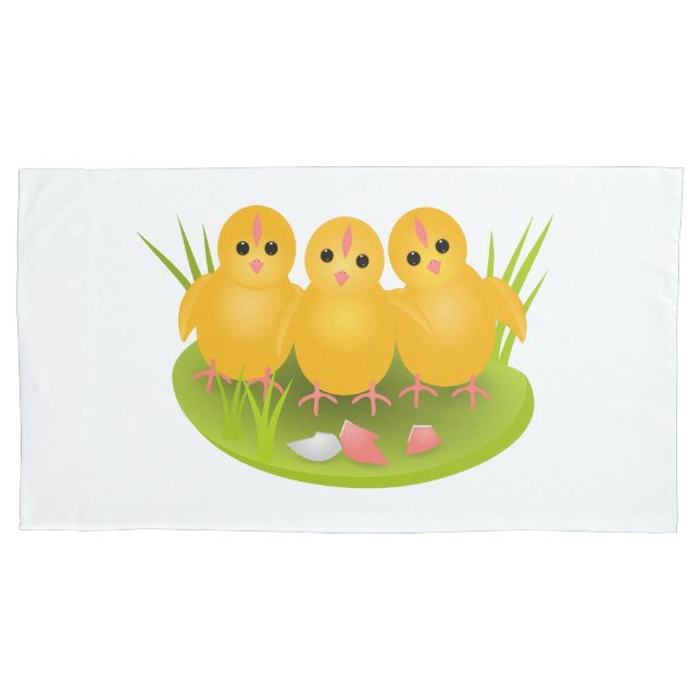 Three chicklings with egg shell pillowcase (Front)