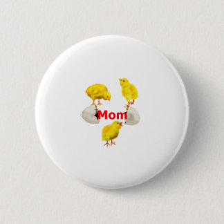 Three chicks and cracked egg 6 cm round badge
