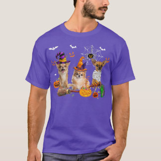 Three Chihuahua Dogs Witch Halloween Mummy Scary P T-Shirt