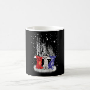 Three Chihuahua Snow Patriotic American Christmas Coffee Mug