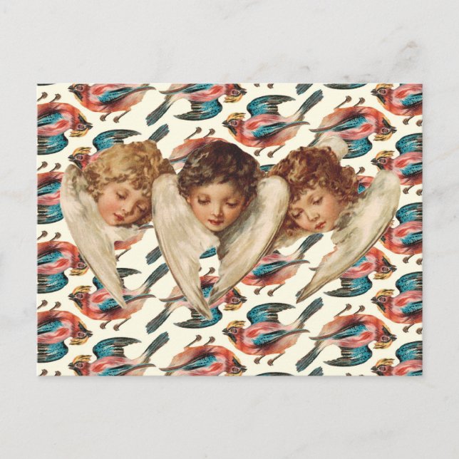 Three Child Angels - Vintage Kitsch Art Postcard (Front)