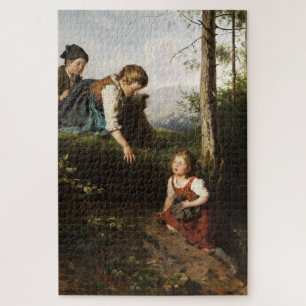 Three Children Picking Wild Berries in the Forest Jigsaw Puzzle