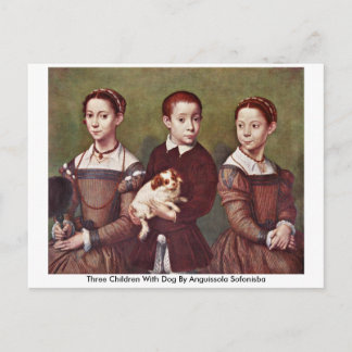 Three Children With Dog By Anguissola Sofonisba Postcard