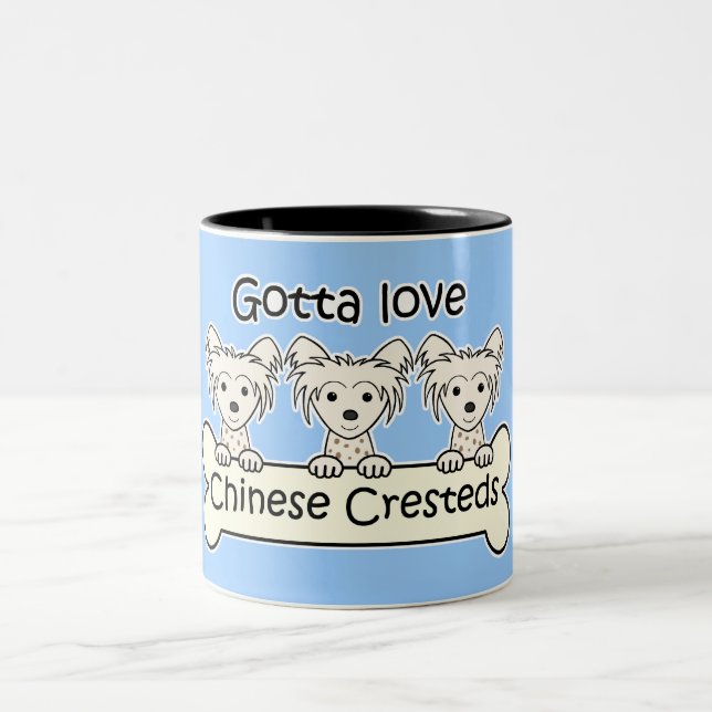 Three Chinese Cresteds Two-Tone Coffee Mug (Center)